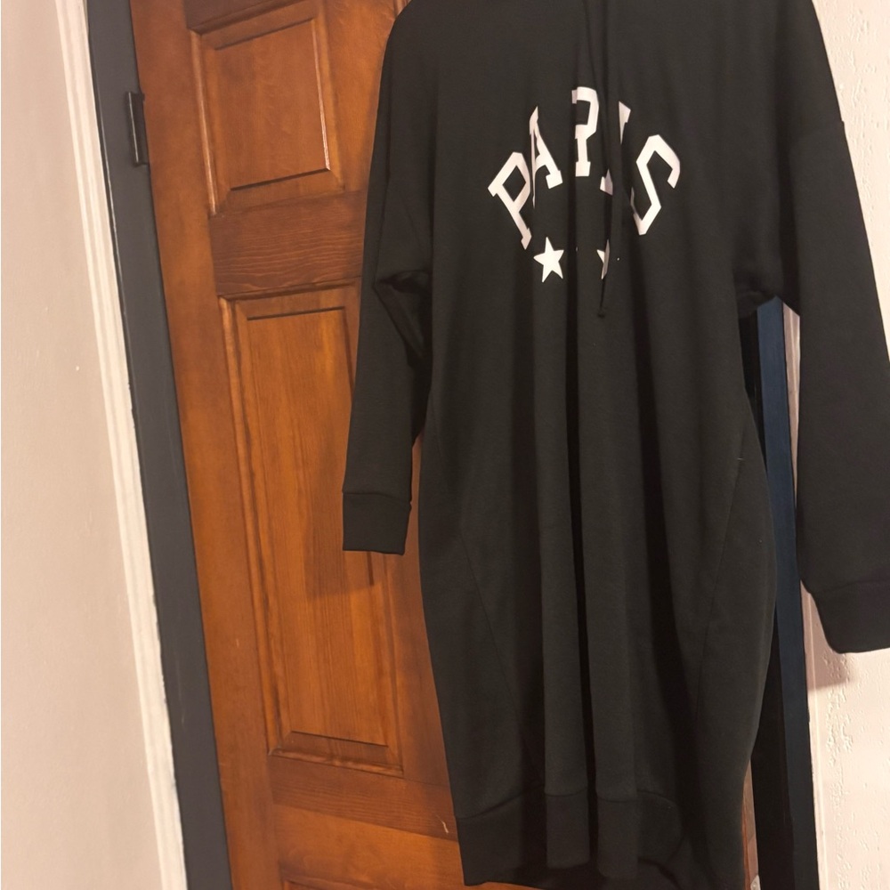 Black Paris Hoodie Dress